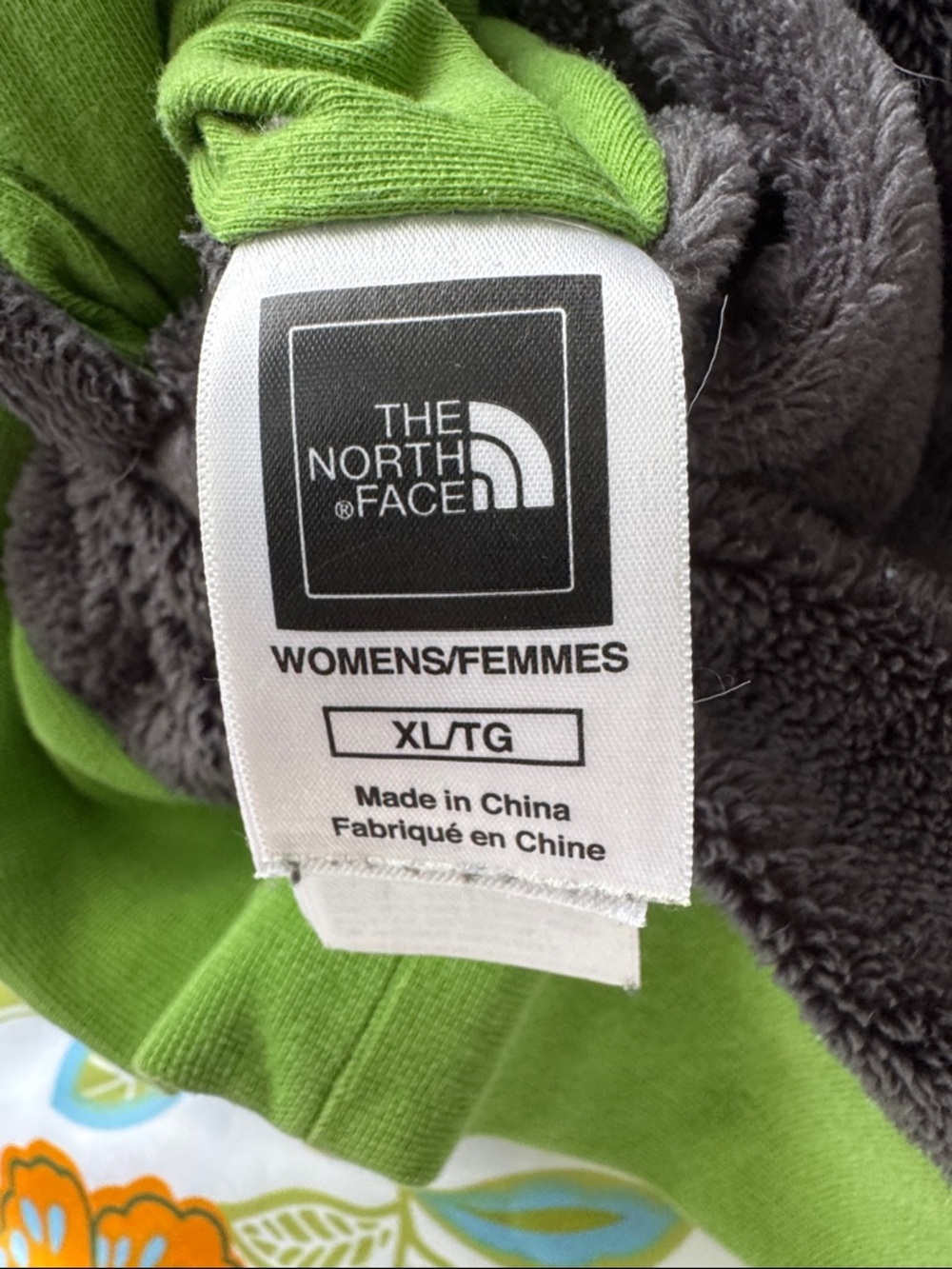The North Face reversible green and gray  Plush Hoodie Jacket - Picture 7 of 7